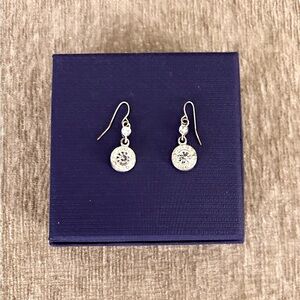 Silver Crystal Drop Earrings Minimalist Design